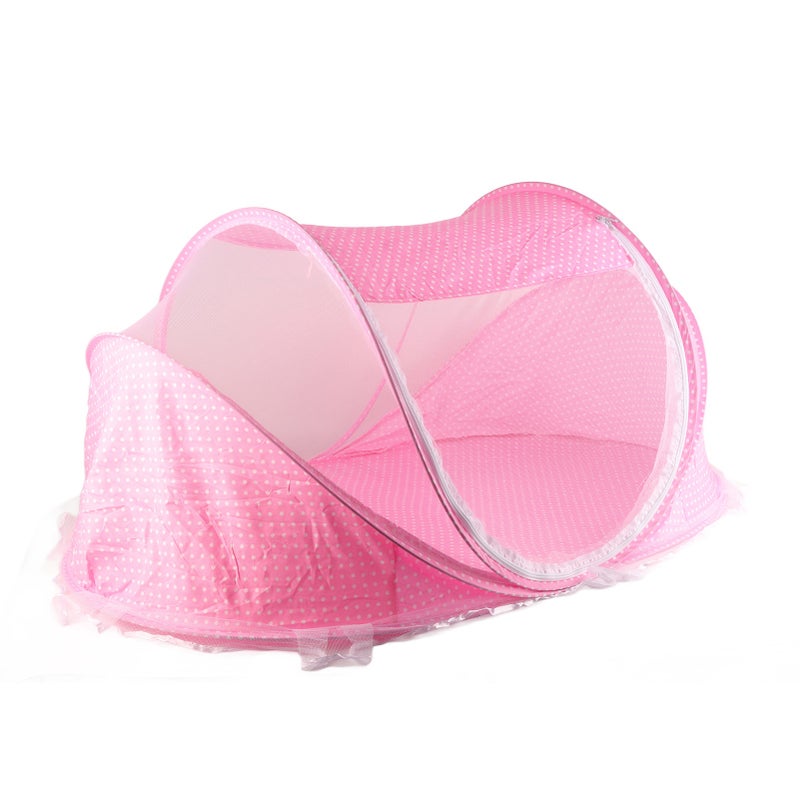 Portable Foldable Bed Net Crib Cradle Tent with Pillow for Baby Infant Pink - Image 4