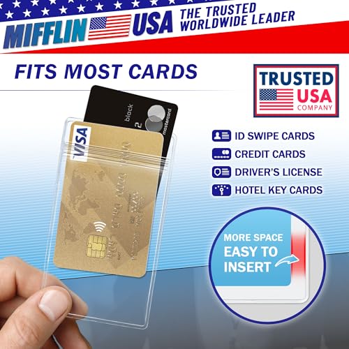 Mifflin-USA Plastic Waterproof ID Badge Holders (Clear, 2.25x3.5 Inch, 100 Pack), Vertical Hanging Name Card Holder with Zipper, Resealable Bulk Nametag Holders - Image 4