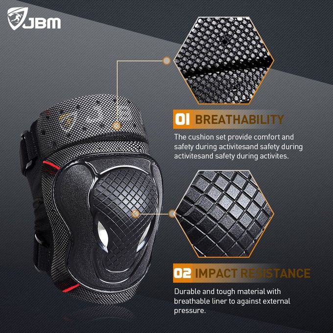 JBM Adult Youth Bike Knee Pads and Elbow Pads with Wrist Guards Protective Gear Set for Biking, Riding, Cycling and Multi Sports Scooter, Skateboard - Image 3