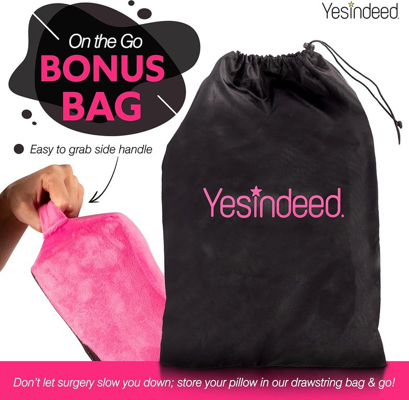 YESINDEED The Original Brazilian Butt Lift Pillow – Dr. Approved for Post Surgery Recovery Seat – BBL Foam Pillow + Cover Bag Firm Support Cushion Butt Support Technology - Pink - Image 5