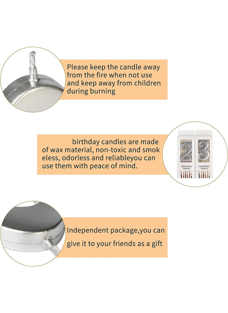 Funcart Funcart Silver Color Numerical Number 4 Cake Topper Candle 4th Birthday Candles for Cake Number 4 Metallic Candle Party Anniversary Cakes Decoration for Kids Women or Men  - Image 3