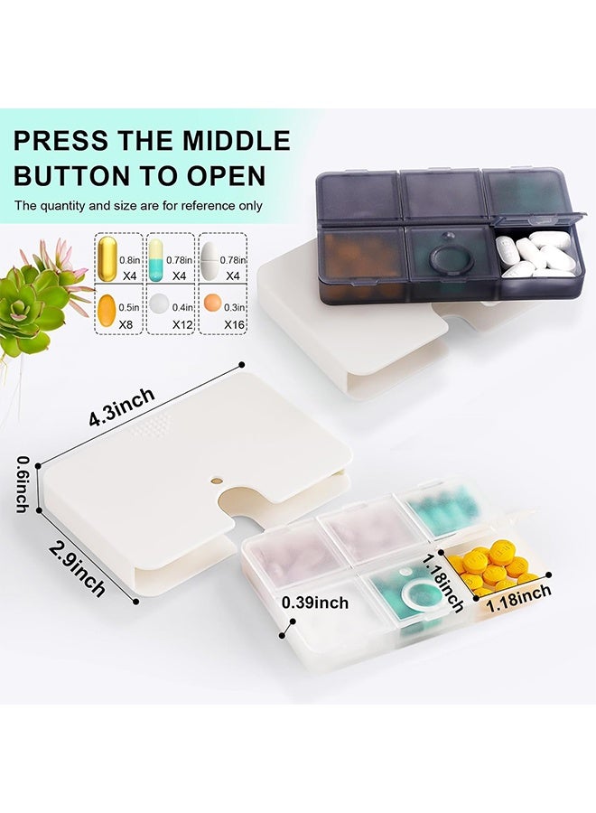 3 Mixed Colors Portable Pill Organizer, 6 Compartments Travel Pill Case for Purse or Pocket -Small Pill Box Dispenser Home Travel Supplement Semi Transparent (3 Mixed Colors) - Image 2