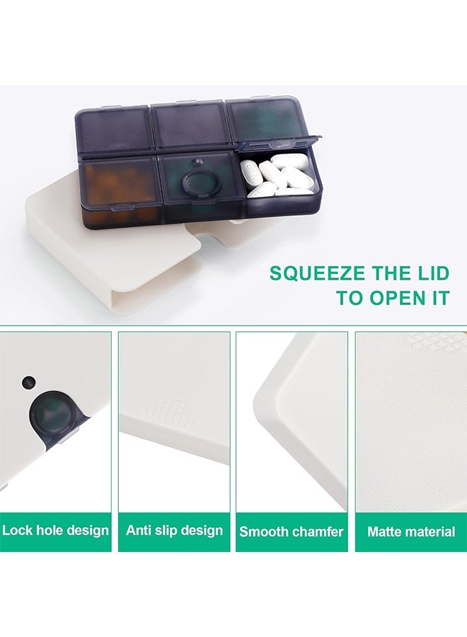 3 Mixed Colors Portable Pill Organizer, 6 Compartments Travel Pill Case for Purse or Pocket -Small Pill Box Dispenser Home Travel Supplement Semi Transparent (3 Mixed Colors) - Image 5