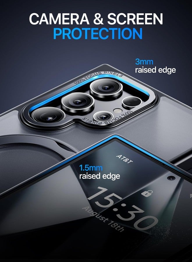 QTlier Phone case for Galaxy S24 Ultra- 360 Rotatable Magnetic Ring Stand, Military-Grade Protection, Raised Camera Frame Black - Image 4