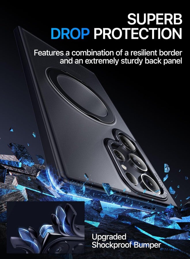 QTlier Phone case for Galaxy S24 Ultra- 360 Rotatable Magnetic Ring Stand, Military-Grade Protection, Raised Camera Frame Black - Image 5