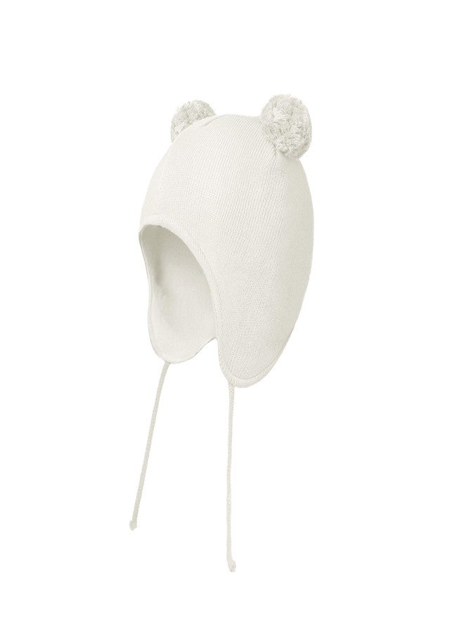 LANGZHEN Cute Pom Pom Babys Winter Hat Infant Earflap Knit Warm Cap for Boys Girls Toddler Kids Fleece Lined Beanie (Classic -White, 6-12 Months) - Image 2