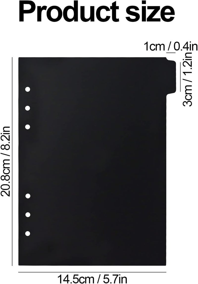 Koqye A5 Black Dividers 6-Tab Sturdy Plastic Planner Dividers Page Protectors for 6-Ring Binders, Agenda, Notebooks Inserts(No Stickers) - Image 4