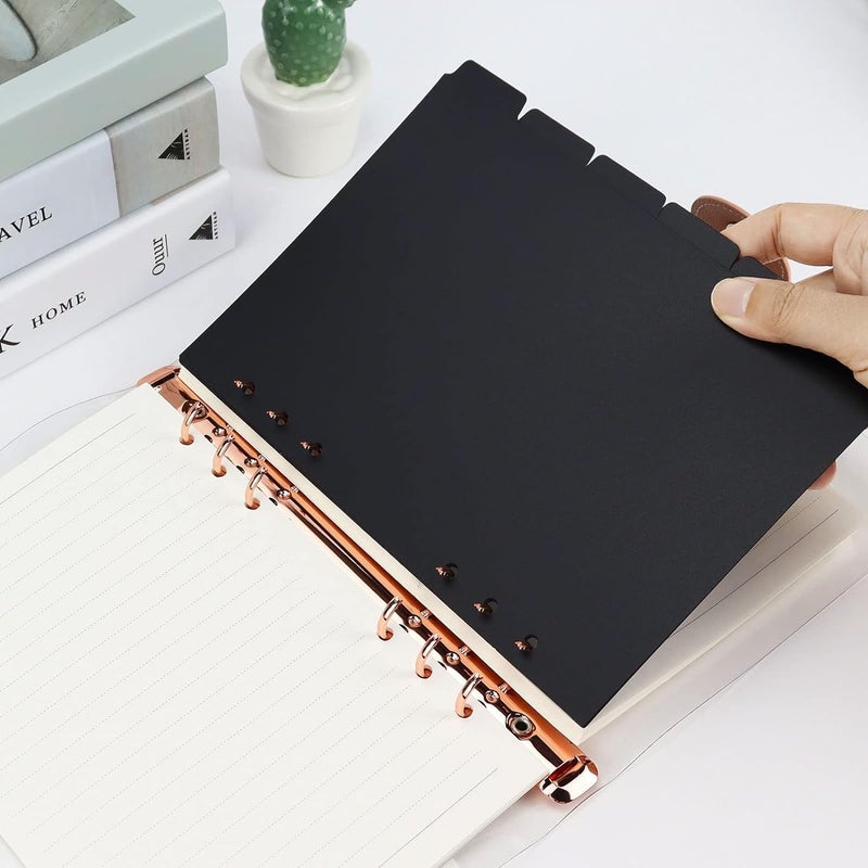 Koqye A5 Black Dividers 6-Tab Sturdy Plastic Planner Dividers Page Protectors for 6-Ring Binders, Agenda, Notebooks Inserts(No Stickers) - Image 5