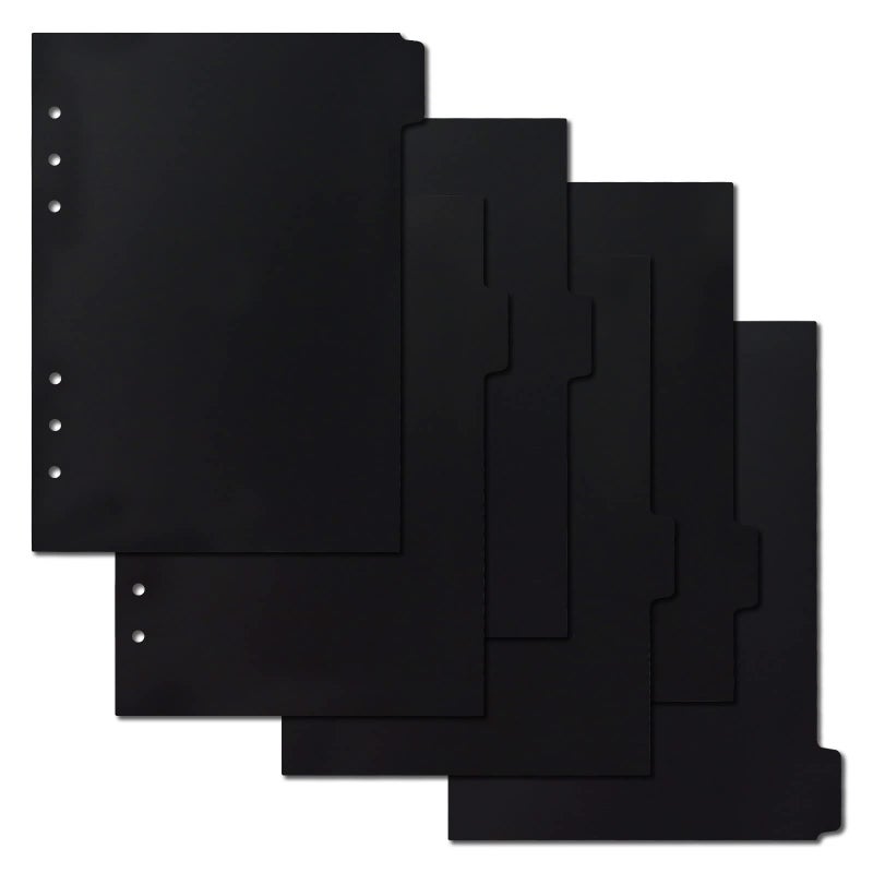 Koqye A5 Black Dividers 6-Tab Sturdy Plastic Planner Dividers Page Protectors for 6-Ring Binders, Agenda, Notebooks Inserts(No Stickers) - Image 1