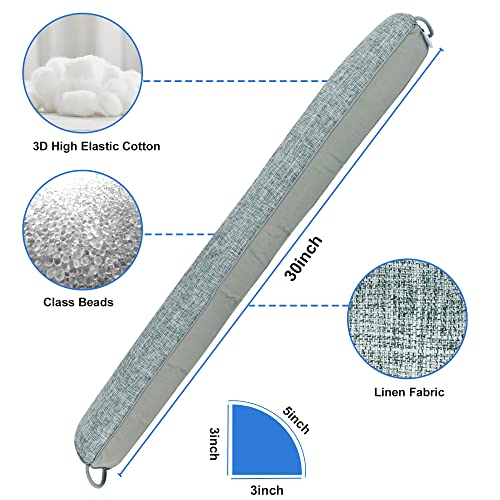 NABOWAN Weighted Door Draft Stopper - Triangular Gap Filler Blocks Bottom Up to 3”, Under Door Draft Blocker Reduce Hot Cold Air Wind Noise for Easy Install, Save Energy, Home Room Essentials, 30”Gray - Image 2