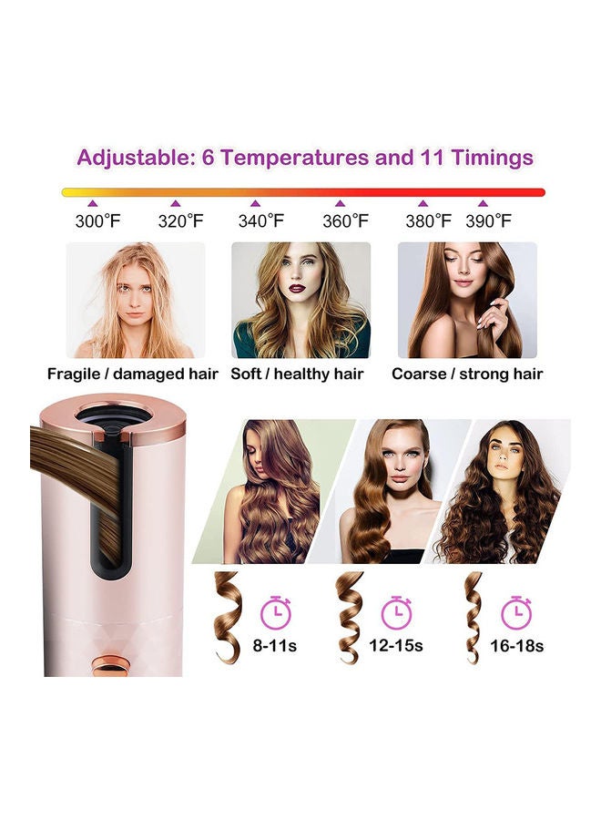 Arabest Wireless Automatic Portable Ceramic Barrel Hair Curling Wand With LCD Display Pink - Image 5