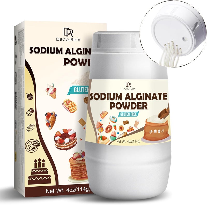 DecorRom Sodium Alginate Powder 4oz - Pure Vegan Thickening and Gelling Agent for Culinary Creations - Image 1