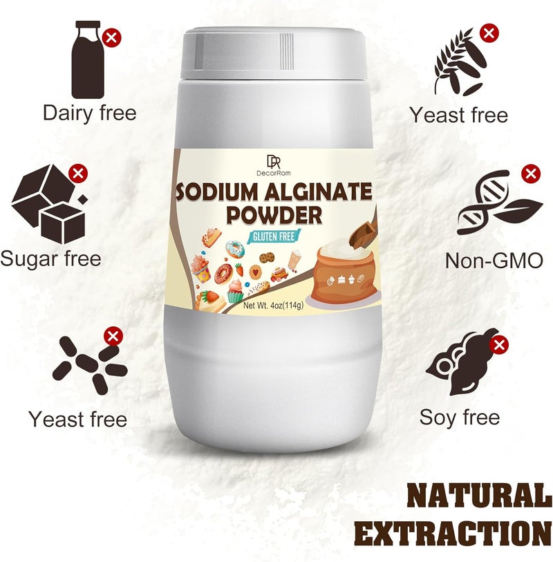 DecorRom Sodium Alginate Powder 4oz - Pure Vegan Thickening and Gelling Agent for Culinary Creations - Image 3