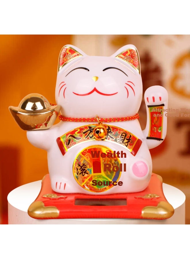 Extreme Space Jidukongjian Lucky Cat With Solar-powered Automatic Waving, Fortune-bringing Cat For Living Room Decoration, Shop Opening Gift, Housewarming Present - Image 1