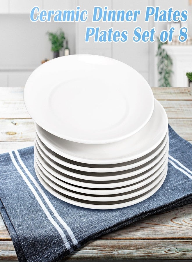 Bgtecho 8Pcs White Dinner Plates,8 inch Porcelain Salad Plates Serving Dishes,Porcelain Dinner Plates,Ceramic Dessert Salad Plate Set,Microwave & Dishwasher Safe(Size: 8 Inch | Color: PureWhite) - Image 3