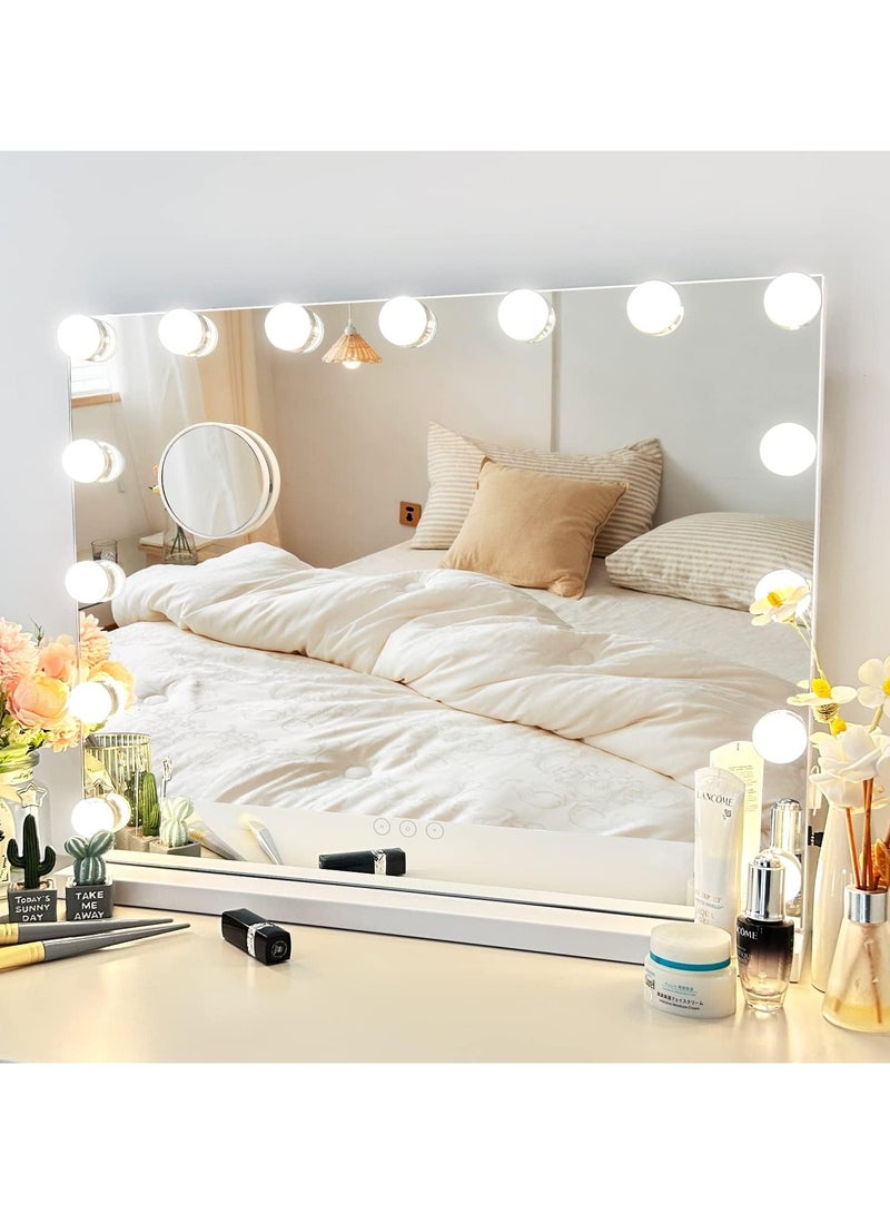 DANIM Vanity Mirror Hollywood Makeup Mirror With 15 LED Lights USB & Type C Charging Ports Lighted Dimmable 10X Magnification 3 Colors Mode Touch Control - Image 2