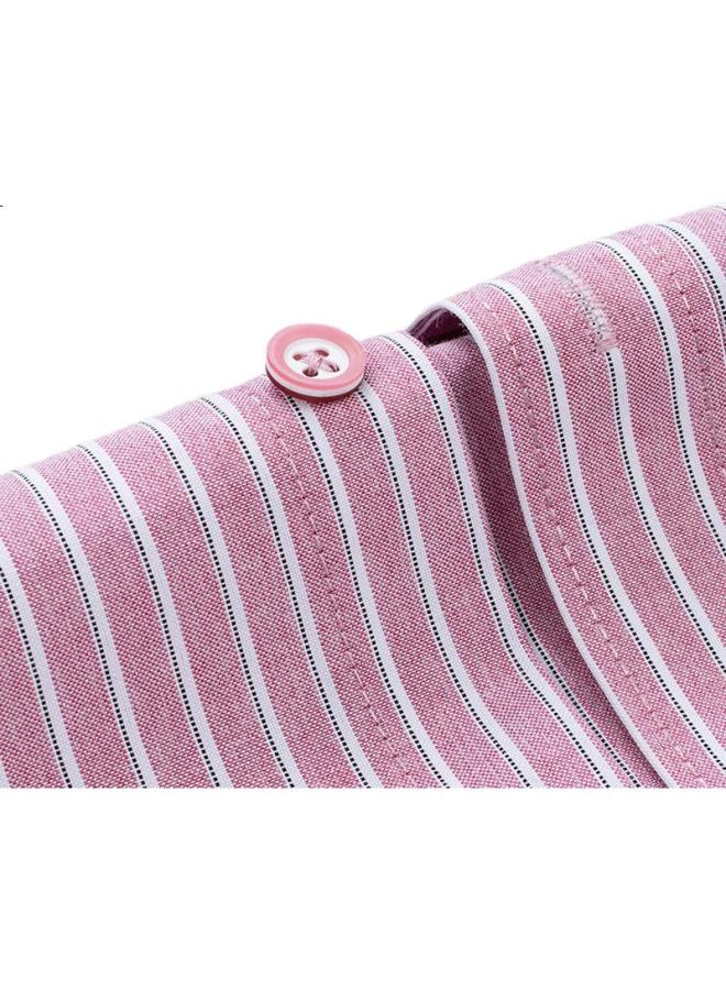 Firs Men'S Short Sleeve Non-Iron Wrinkle-Resistant Easy Care Business Casual Shirt Striped Dress Shirt Men'S Formal Wear A2181-5 Short Sleeve Pink Striped 40 - Image 3