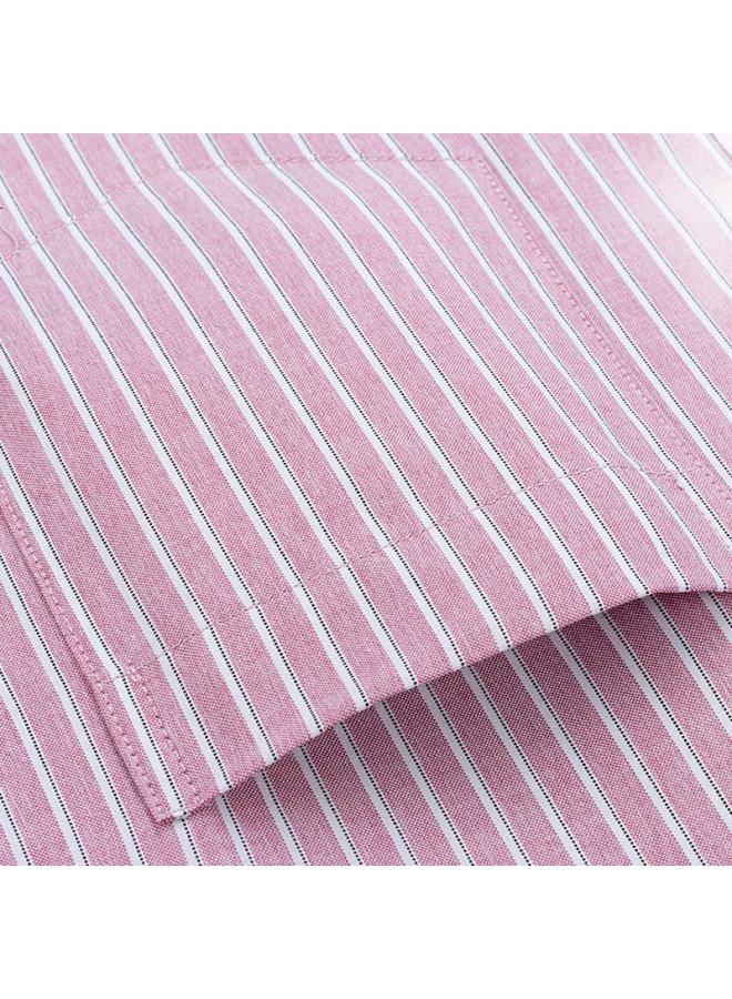 Firs Men'S Short Sleeve Non-Iron Wrinkle-Resistant Easy Care Business Casual Shirt Striped Dress Shirt Men'S Formal Wear A2181-5 Short Sleeve Pink Striped 40 - Image 1