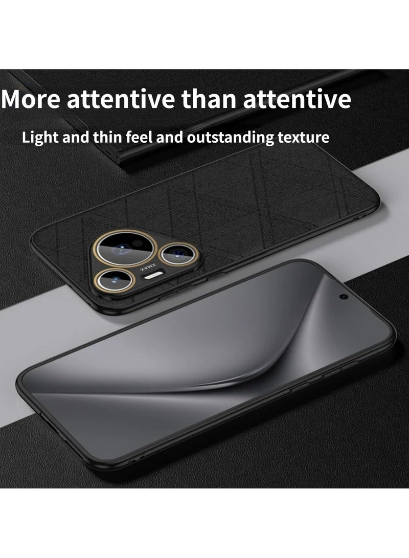 General Huawei Pura 70 Pro Case Luxurious Leather Textile Pattern PC Back Cover For Huawei Pura 70 Pro Plus 5G Shockproof Bumper  - Image 2