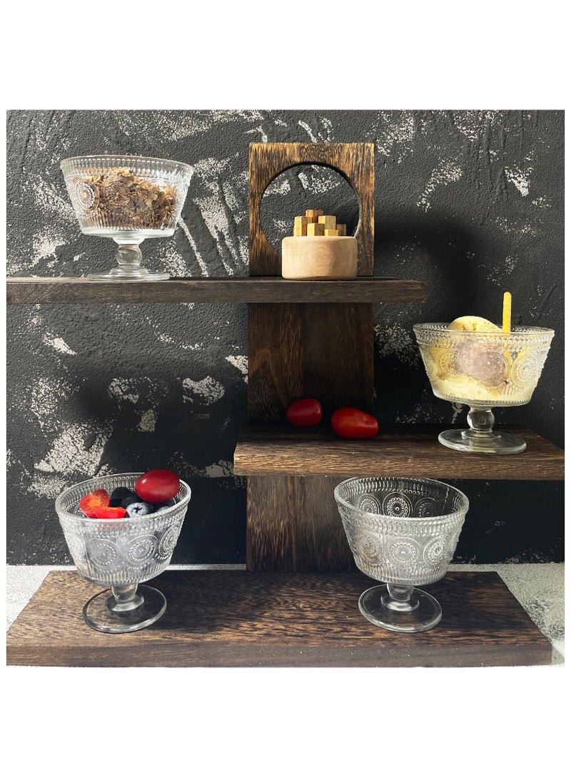 SOLARAE أوعية حلوى زجاجية عتيقة، مجموعة من 4، أكواب زجاجية آيس كريم سونداي سعة 9 أونص مع نمط زهرة الشمس، مثالية للآيس كريم، السوربيه، الفواكه، الوجبات الخفيفة، الزبادي، والمقبلات (4 قطع) - Image 5