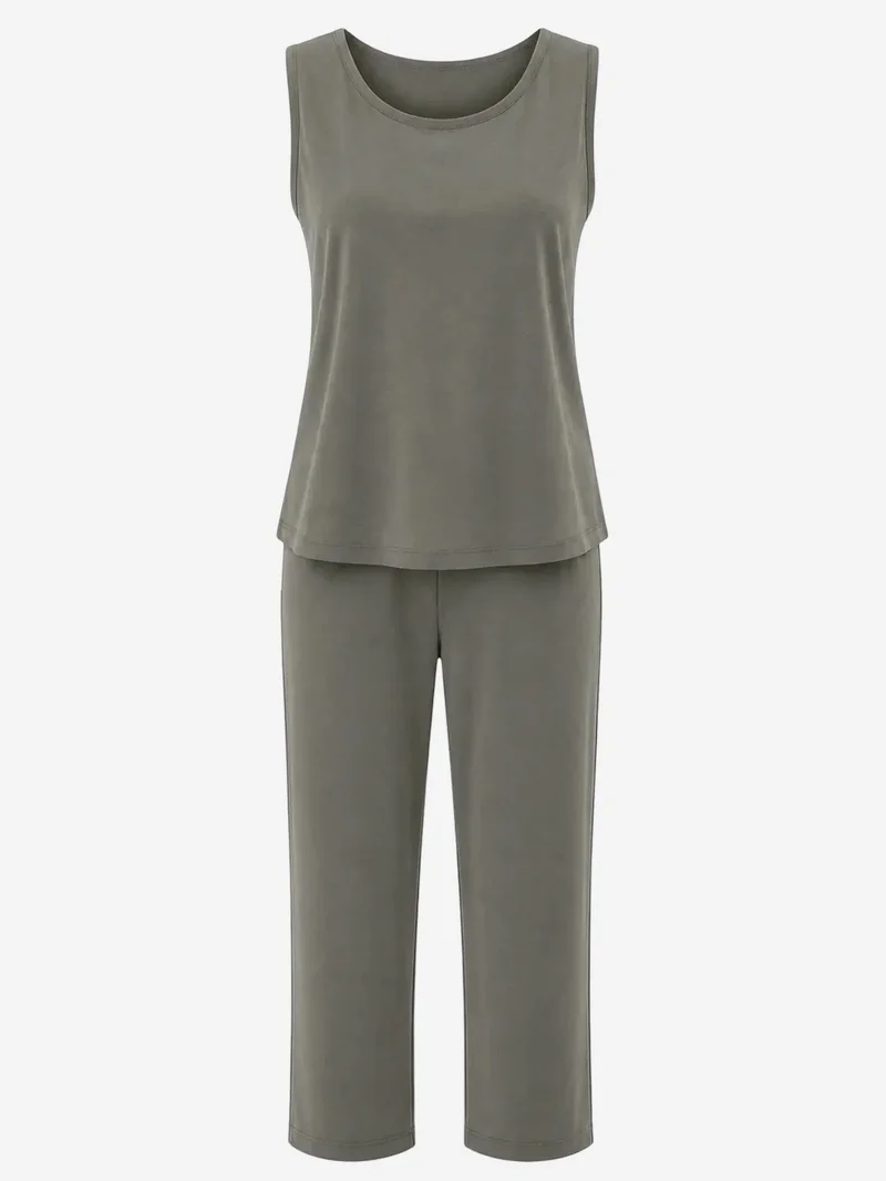 ميكسراي MIXRAY Sleeveless Vest and Wide-Leg Pants Set