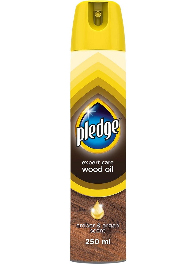Pledge Expert Care Wood Oil Furniture Polish Spray Amber & Argan Scent 250 ML - Image 1