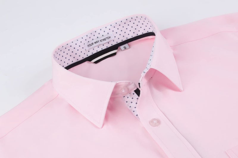 Alex Vando Mens Dress Shirt Wrinkle Free Regular Fit 4-Way Stretch Button Down Shirts,Pink,XL - Image 3