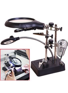 AORAEM Led Light Helping Hands Magnifier Station2.5X 7.5X 10X Magnifying Glass Soldering With Clamp And Alligator Clips Desktop Magnifer Stand For Craft Carving Jewelry  - Image 1