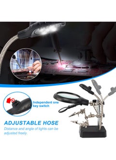 AORAEM Led Light Helping Hands Magnifier Station2.5X 7.5X 10X Magnifying Glass Soldering With Clamp And Alligator Clips Desktop Magnifer Stand For Craft Carving Jewelry  - Image 5