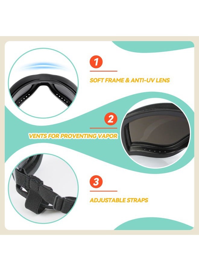 PETLESO Dog Goggles Sunglasses for Large Breeds - 2PCS Black & Clear UV Protection Set, Windproof Eye Wear for Medium to Large Dogs, Ideal for Riding/Driving/Hiking - Image 5