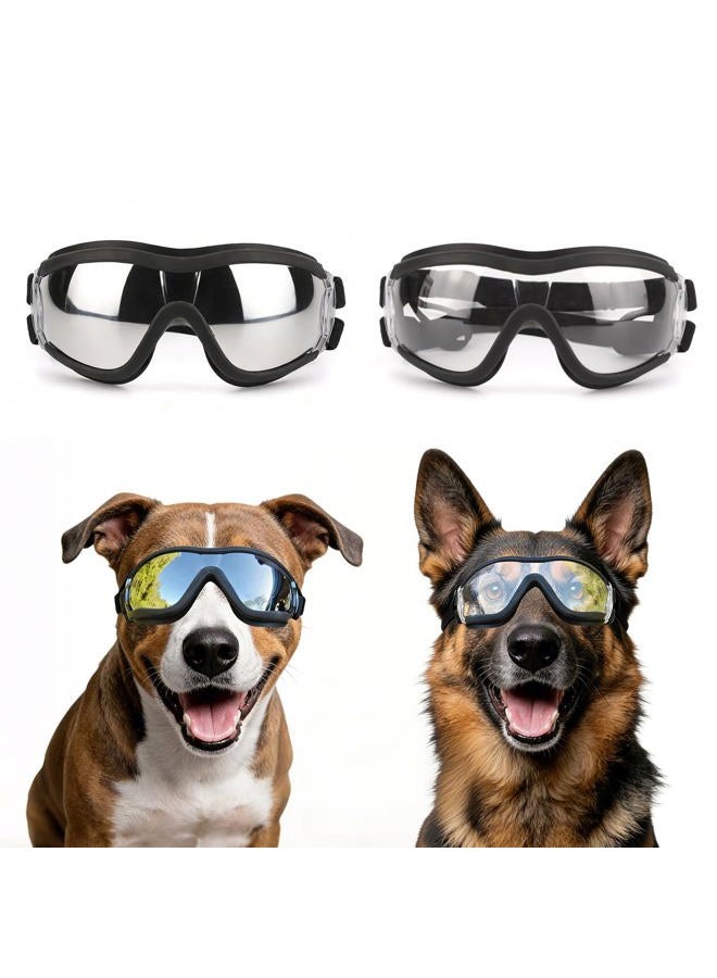 PETLESO Dog Goggles Sunglasses for Large Breeds - 2PCS Black & Clear UV Protection Set, Windproof Eye Wear for Medium to Large Dogs, Ideal for Riding/Driving/Hiking - Image 1