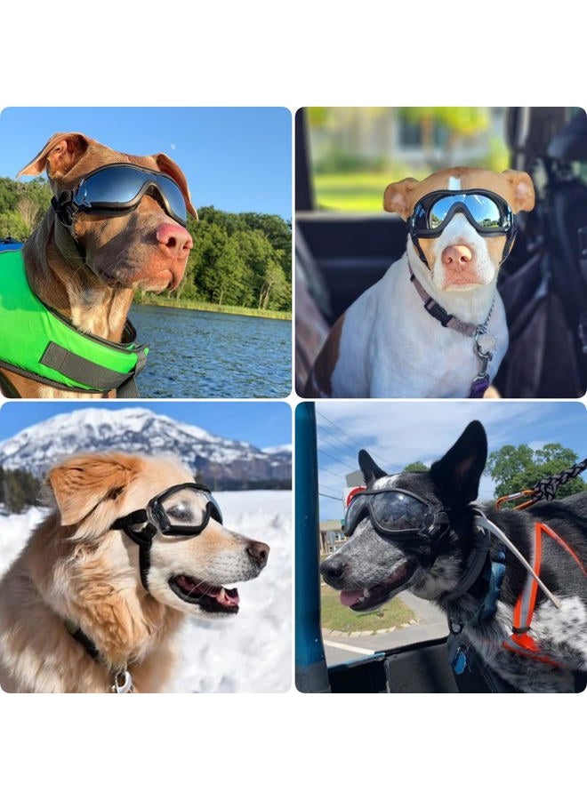PETLESO Dog Goggles Sunglasses for Large Breeds - 2PCS Black & Clear UV Protection Set, Windproof Eye Wear for Medium to Large Dogs, Ideal for Riding/Driving/Hiking - Image 2