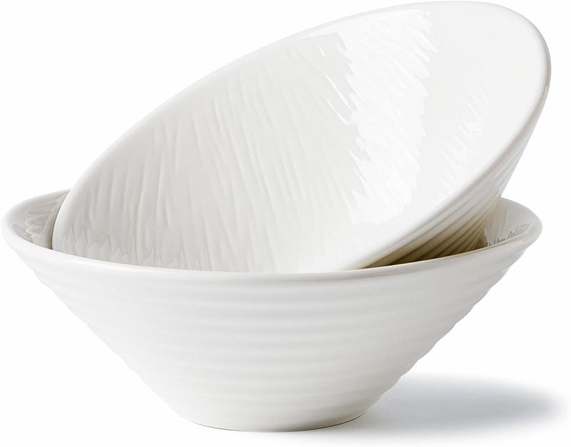 BICETTO Premium Porcelain Ramen Bowl Set 45oz 8inch  Durable  Stylish  Perfect for Ramen Pho Soup Salad and Noodles  Microwave  Dishwasher Safe  Elegant Lightweight Ivory Purity 8 inch - Image 1