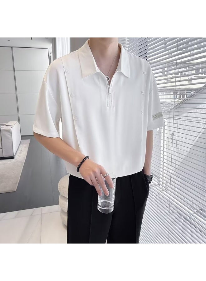 KUYING New Men's Loose High End Half Sleeve Polo Shirt