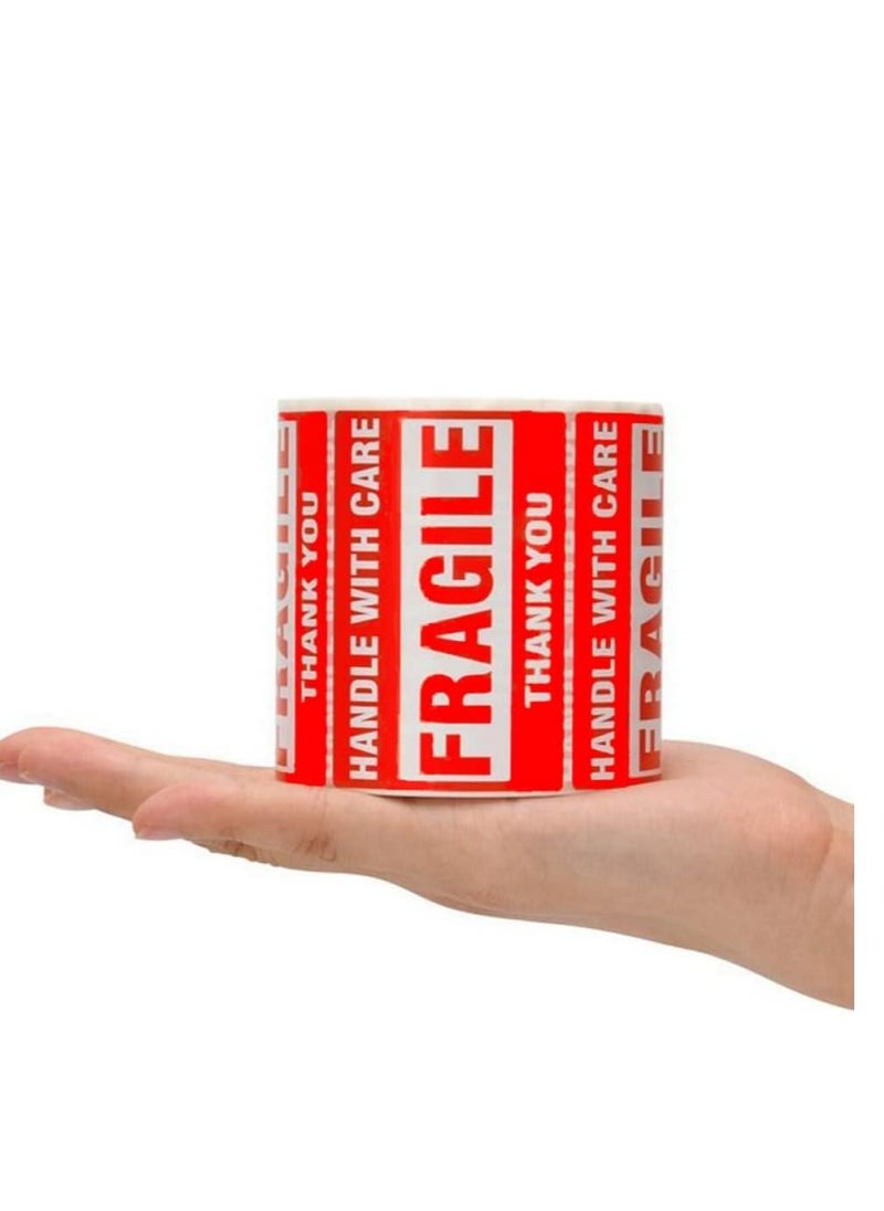 Goodern - Goodern 1 Roll 500Pcs Fragile Stickers Self Adhesive Labels Stickers Handle with Care Stickers for Packing Shipping Moving Warning Stickers Thank You Fragile Labels Permanent Adhesive Shipping Labels - Image 1