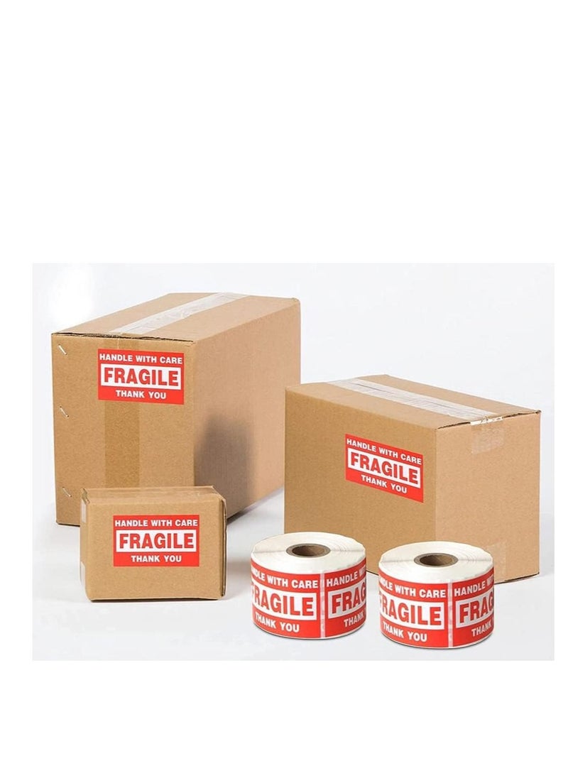 Goodern - Goodern 1 Roll 500Pcs Fragile Stickers Self Adhesive Labels Stickers Handle with Care Stickers for Packing Shipping Moving Warning Stickers Thank You Fragile Labels Permanent Adhesive Shipping Labels - Image 1