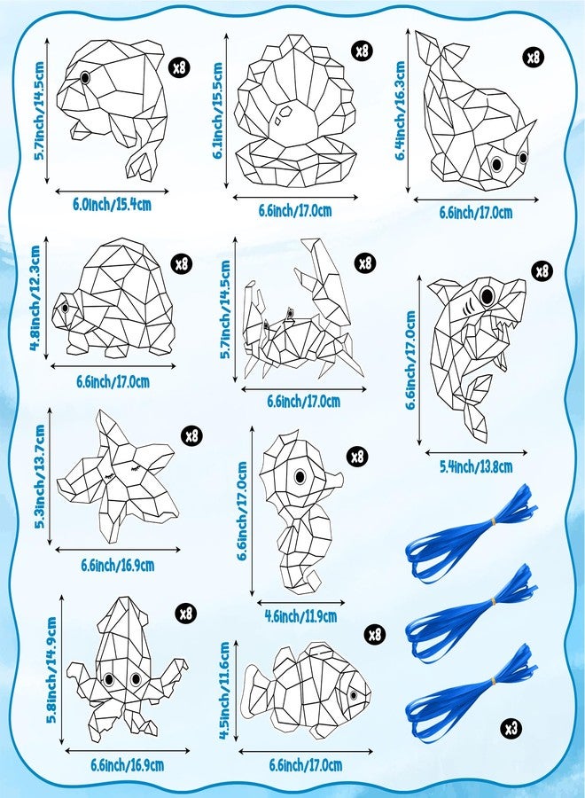 BeYumi Coloring Ocean Animals Kit - 83Pcs Color Your Own Ocean Animals Kit for Kids DIY Coloring Craft Kit Coloring Sea Animals Geometric Card Decor School Classroom Summer Party Activity Art Craft - Image 2