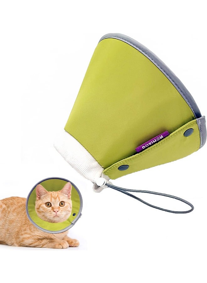 اتش واي طوق استعادة القط ، طوق ناعم ومريح للقطط - مخروط عنق قابل للتعديل للقطط والقطط بعد الجراحة - طوق مخروطي للقطط مسامي وخفيف الوزن (أصفر أخضر ، صغير) - Image 1