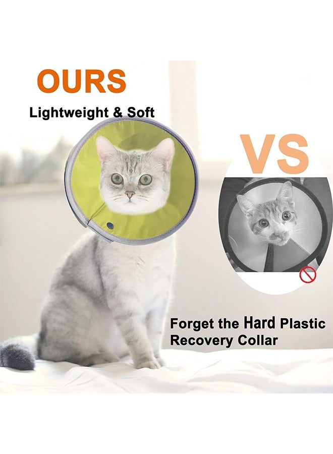 اتش واي طوق استعادة القط ، طوق ناعم ومريح للقطط - مخروط عنق قابل للتعديل للقطط والقطط بعد الجراحة - طوق مخروطي للقطط مسامي وخفيف الوزن (أصفر أخضر ، صغير) - Image 3