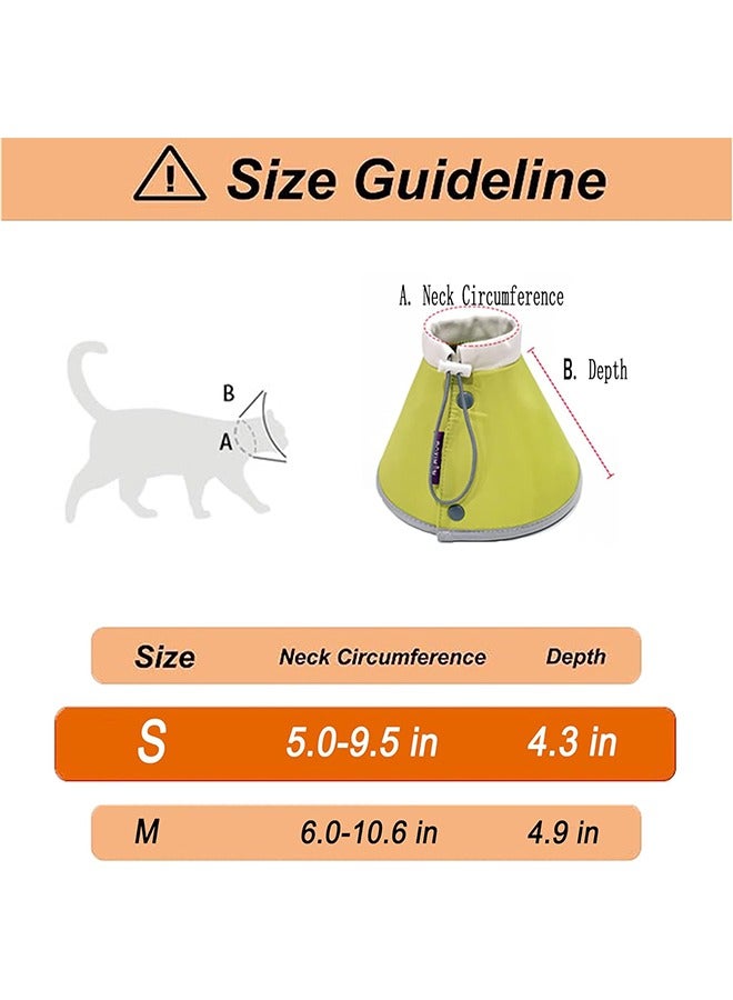 اتش واي طوق استعادة القط ، طوق ناعم ومريح للقطط - مخروط عنق قابل للتعديل للقطط والقطط بعد الجراحة - طوق مخروطي للقطط مسامي وخفيف الوزن (أصفر أخضر ، صغير) - Image 2