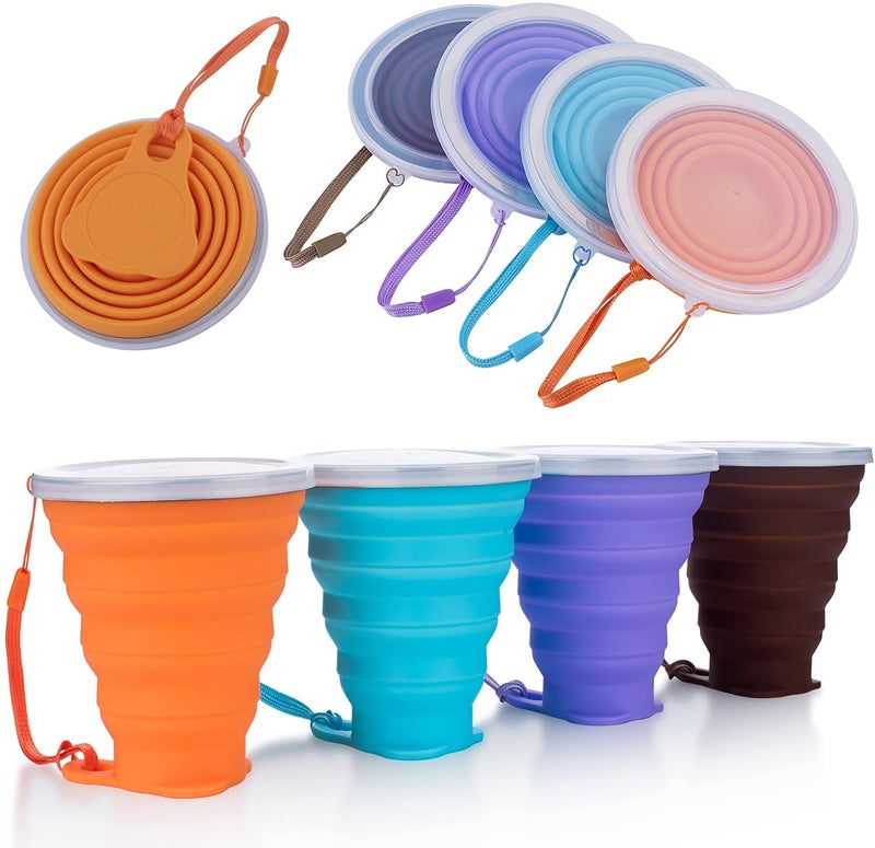 Me.Fan Silicone Collapsible Travel Cup - Silicone Folding Camping Cup With Lids - Expandable Drinking Cup Set - Portable  Graduated [9.22Oz] - Image 1