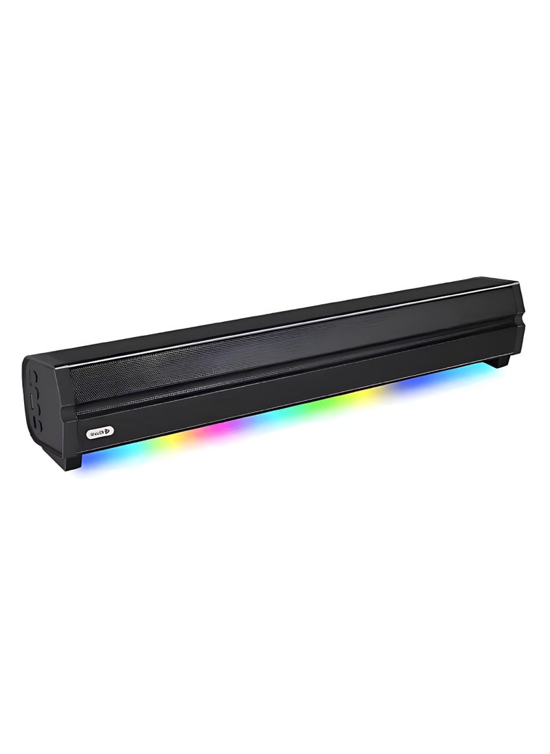 Kisonli LED-802 RGB Speaker with Powerful 5W Sound, 5 Hours Playtime, TF & USB Playback, Type-C Charging-BLACK