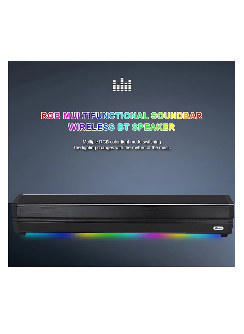 Kisonli LED-802 RGB Speaker with Powerful 5W Sound, 5 Hours Playtime, TF & USB Playback, Type-C Charging-BLACK