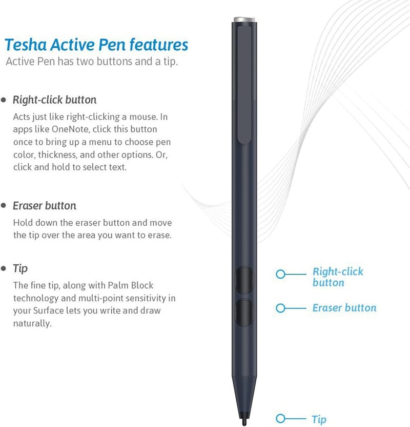 tesha Stylus Pen for ASUS Touchscreen Devices, Active Digital Pen with Ultra-Fine Tip, 1024 Pressure Sensitivity, Palm Rejection for Precision Drawing and Writing - Image 5