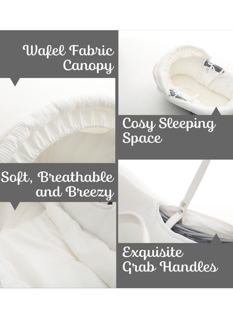 TEKNUM سلة موسى من الخوص للرضع مع أغطية بيضاء من الوافل - رمادي خشبي - Image 2