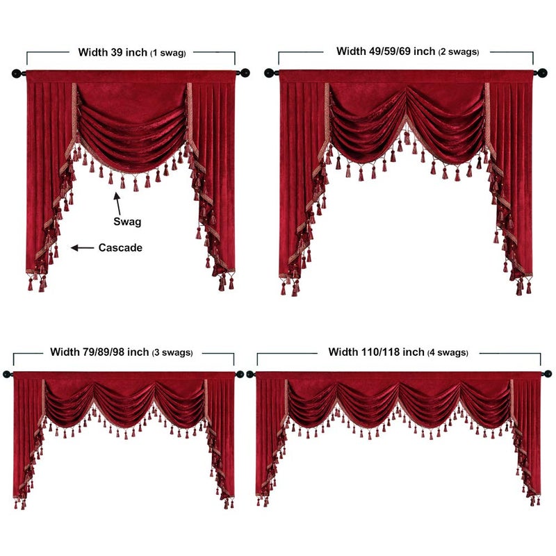 ELKCA ELKCA Burgundy Red Valance for Festival Holiday Thick Chenille Window Curtains Valance for Living Room Rod Pocket(W118 1 Panel)  - Image 5