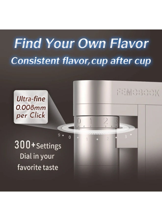 FEMOBOOK-A4Z Electric Burr Coffee Grinder, Single Dose Grinder with ZP6 Conical Burr for Pour Over USB Rechargeable Cordless Grinder with Replaceable Batteries, Black - Image 5