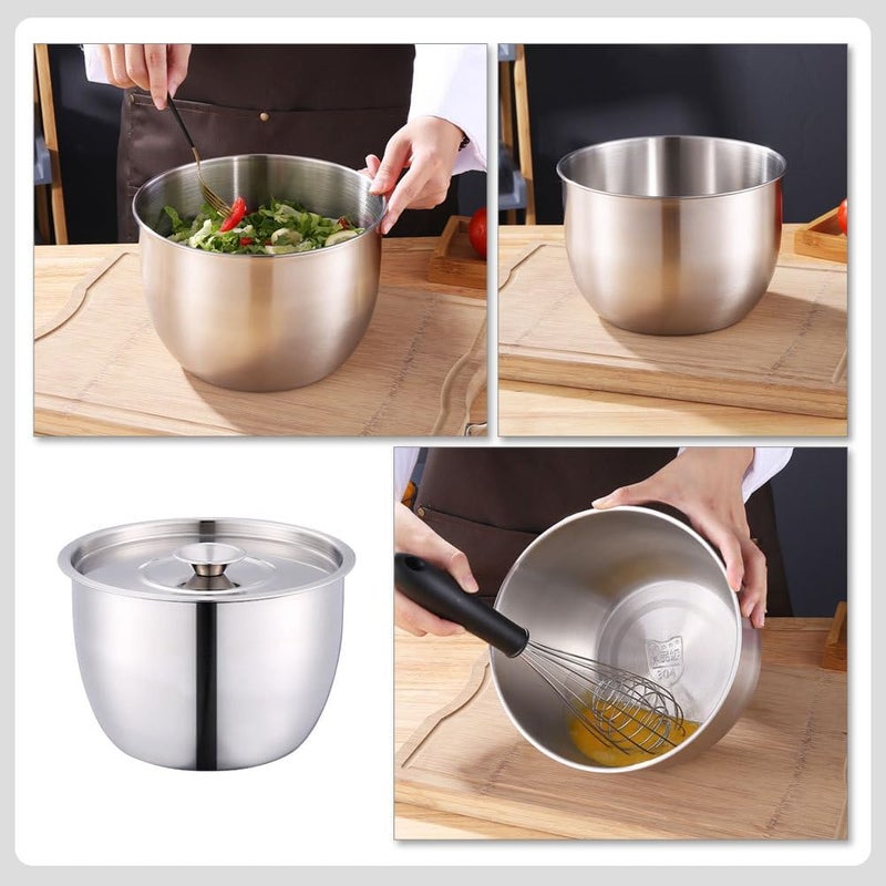 Yardwe Stainless Steel Mixing Bowl with Lid Large Mixing Basin Deep Mixing Bowl Prep Bowl for Cooking Baking Mixing Marinating Cake Bread Salad 74X74X51 Inch - Image 2