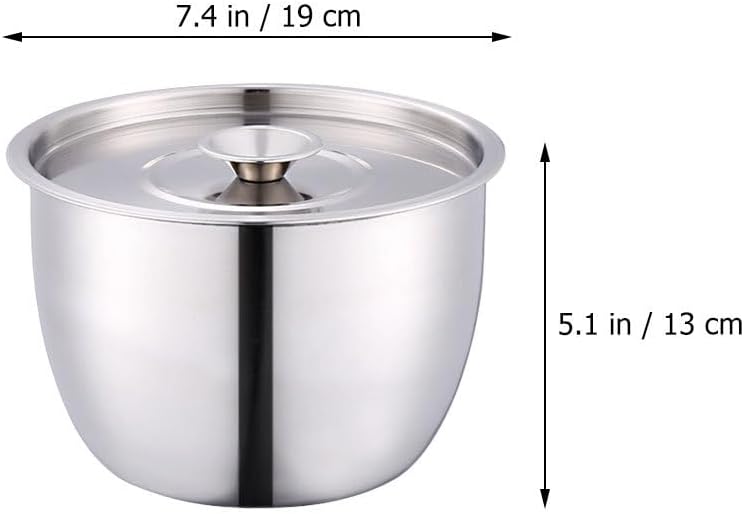 Yardwe Stainless Steel Mixing Bowl with Lid Large Mixing Basin Deep Mixing Bowl Prep Bowl for Cooking Baking Mixing Marinating Cake Bread Salad 74X74X51 Inch - Image 3