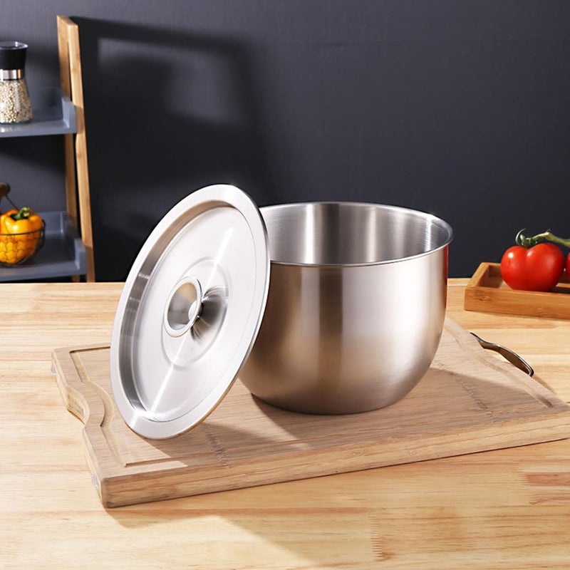 Yardwe Stainless Steel Mixing Bowl with Lid Large Mixing Basin Deep Mixing Bowl Prep Bowl for Cooking Baking Mixing Marinating Cake Bread Salad 74X74X51 Inch - Image 4